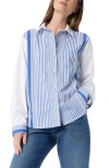 Do By Dee Ocleppo Noelle Stripe Cotton Button-up Shirt In Baja Blue- Shirting Stripe