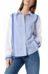 Do By Dee Ocleppo Noelle Stripe Cotton Button-up Shirt In Blue