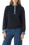 Do By Dee Ocleppo Rae Denim Detail Sweater In Blue