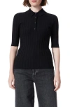 Do By Dee Ocleppo Rib Polo Sweater In Black