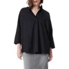 Do By Dee Ocleppo Three-quarter Sleeve Popover Top In Black
