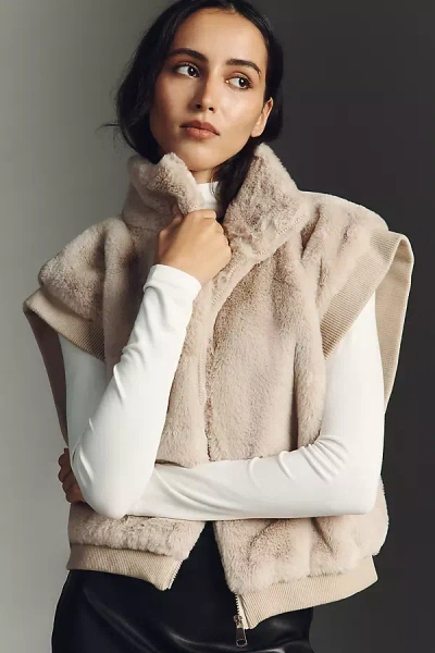 Do Everything In Love Faux Fur Vest Jacket In Neutral