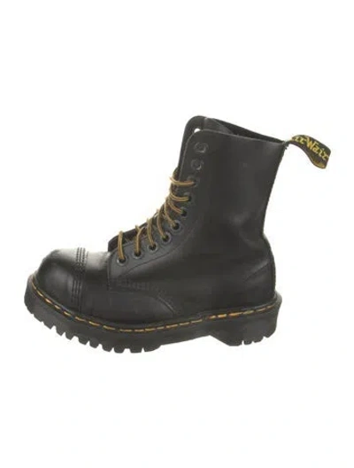 Pre-owned Doc Martens X Marc Jacobs Leather Combat Boots In Black
