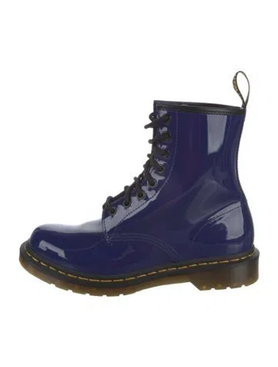 Pre-owned Doc Martens X Marc Jacobs Patent Leather Combat Boots In Blue