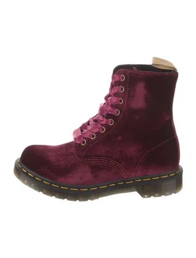 Pre-owned Doc Martens X Marc Jacobs Velvet Combat Boots In Burgundy
