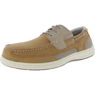 Dockers Beacon Mens Lace-up Leather Boat Shoes In Multi