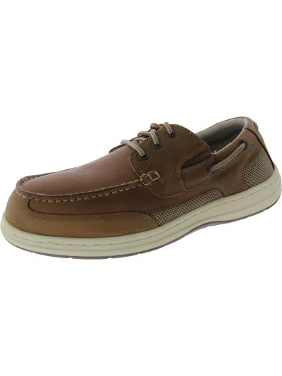 Dockers Beacon Mens Leather Lace-up Boat Shoes In Multi