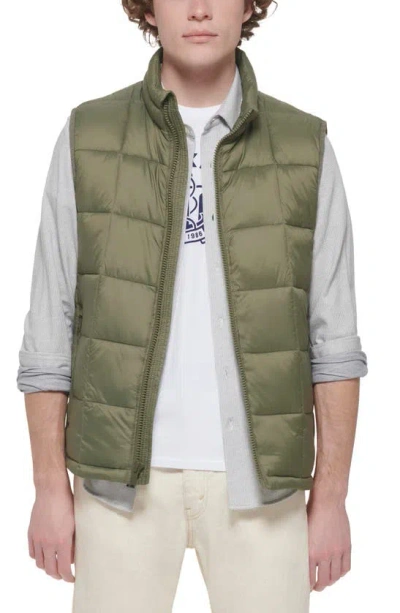 Dockers Box Quilted Puffer Vest In Olive