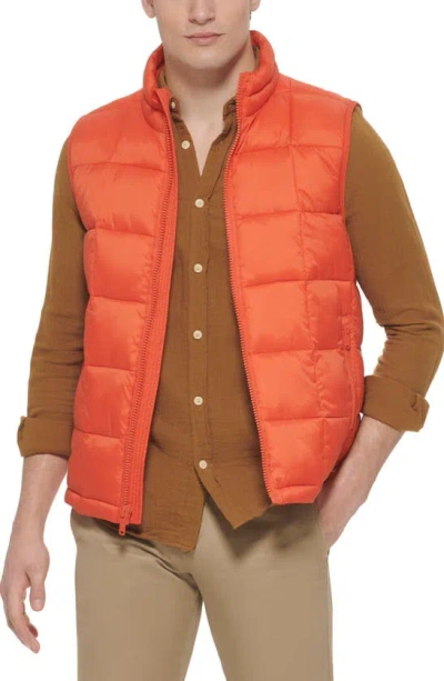 Dockers Box Quilted Puffer Vest In Red Clay