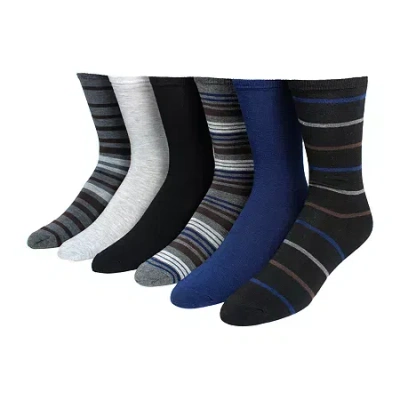 Dockers Flat Knit Mens 6 Pair Crew Socks In Multi