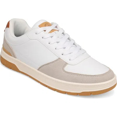 Dockers Mens Energy Lo Synthetic Leather Casual Lace Up Sneaker Shoe In White