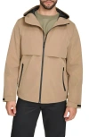 Dockers Mens Hooded Water Resistant Midweight Raincoat In Neutral