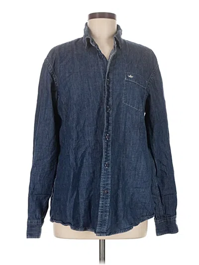 Pre-owned Dockers Long Sleeve Button Down Shirt In Blue