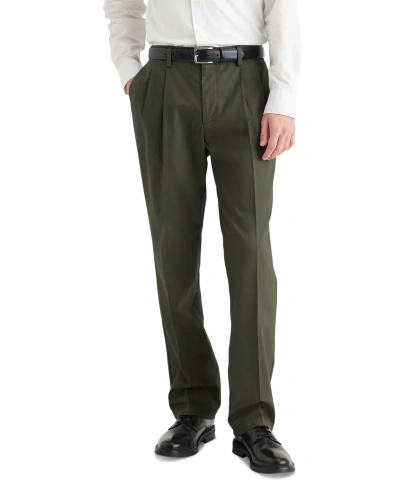 Dockers Men's Classic-fit Signature Iron-free Khaki Pleated Pants In Army Green