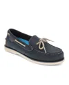 Dockers Mens Darnell Genuine Leather Dress Casual Slip On Boat Shoe In Navy