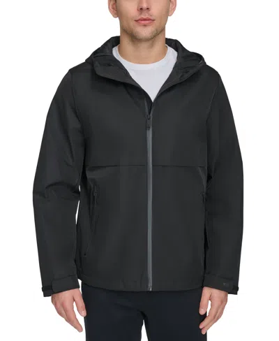 Dockers Men's Hooded Rain Jacket In Black
