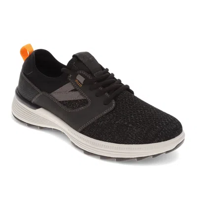 Dockers Mens Adan Knit And Synthetic Leather Casual Lace Up Sneaker Shoe In Black