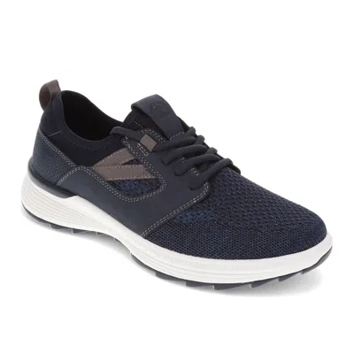 Dockers Mens Adan Knit And Synthetic Leather Casual Lace Up Sneaker Shoe In Blue