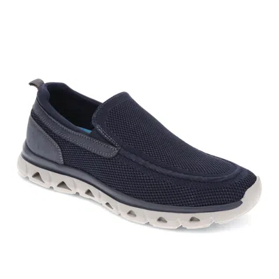 Dockers Mens Caden Knit And Synthetic Leather Casual Slip On Loafer Shoe In Blue