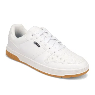 Dockers Mens Energy Lo Synthetic Leather Casual Lace Up Sneaker Shoe In White