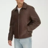 Dockers Mens Faux Leather Midweight Jacket In Brown