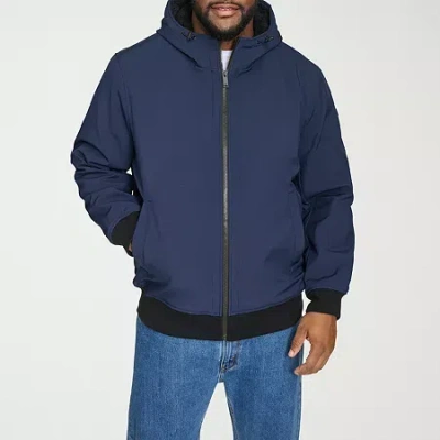 Dockers Mens Hooded Water Resistant Midweight Big And Tall Softshell Jacket In Blue