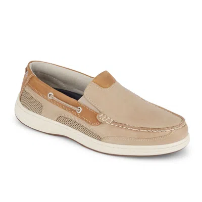 Dockers Mens Tiller Leather Casual Slip On Loafer Boat Shoe With Stain Defender In Grey
