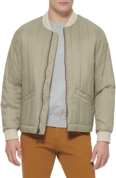 Dockers Nylon Quilted Bomber Jacket In Sage