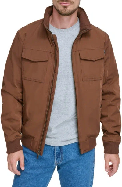 Dockers Quilted Lined Flight Bomber Jacket In Brown