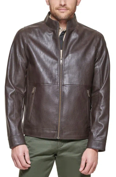 Dockers Racer Faux Leather Jacket In Dark Brown