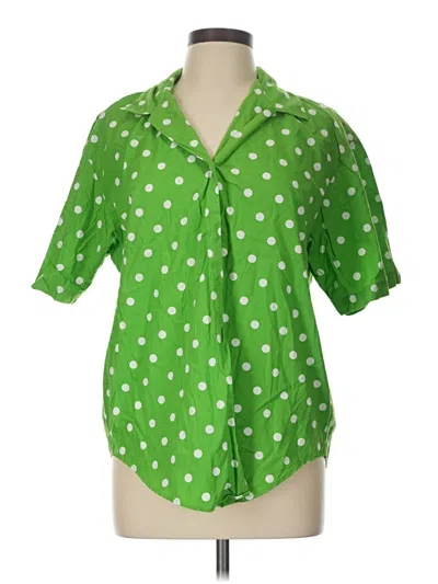 Pre-owned Dockers Short Sleeve Blouse In Green