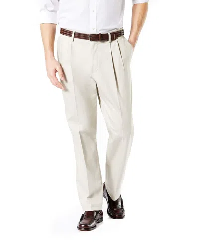 Dockers Signature 2.0 594110000 Pants Men's Beige Pleated Classic-fit Mcww34 In White