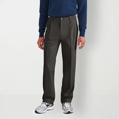 Dockers Signature Iron Free Khaki With Stain Defender Mens Comfort Waistband Relaxed Fit Pleated Pant In Gray
