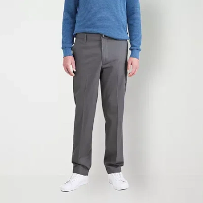 Dockers Signature Iron Free Khaki With Stain Defender Mens Comfort Waistband Straight Fit Flat Front Pant In Gray