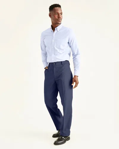 Dockers Signature Khaki 594110003 Pants Men Charcoal Pleated Classic-fit Mcww33 In Blue