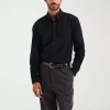 Dockers Stain Defender Mens Long Sleeve Regular Fit Button-down Shirt In Black