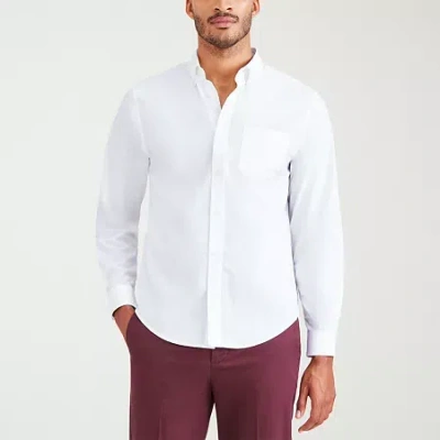 Dockers Stain Defender Mens Long Sleeve Regular Fit Button-down Shirt In White