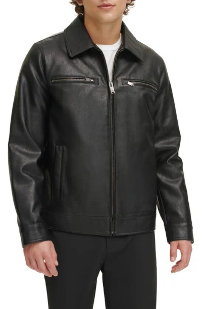 Dockers Water Resistant James Dean Faux Leather Jacket In Black
