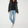 Dockers Womens Hooded Water Resistant Midweight Puffer Jacket In Green
