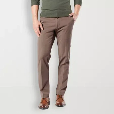 Dockers Workday Khaki With Smart 360 Flex Mens Straight Fit Flat Front Pant In Brown