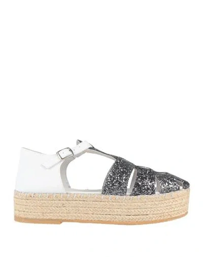 Docksteps Woman Espadrilles Charcoal Size 10 Leather In Grey