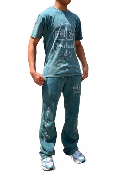 Doctrine Coat Of Arms Flare Jogger In Crystal Teal In Multi