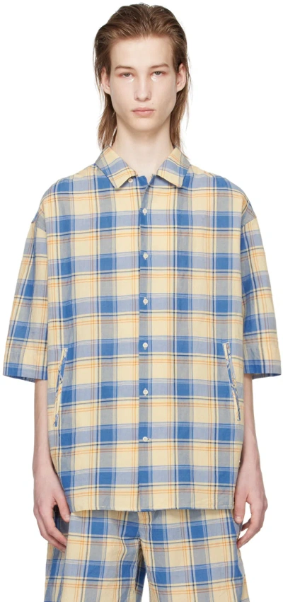 Document Blue & Beige Check Shirt In Blue Check
