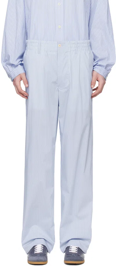 Document Blue Striped Trousers In Blue (stripe)