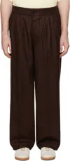 Document Brown English Wool Tucked Trousers In Brown