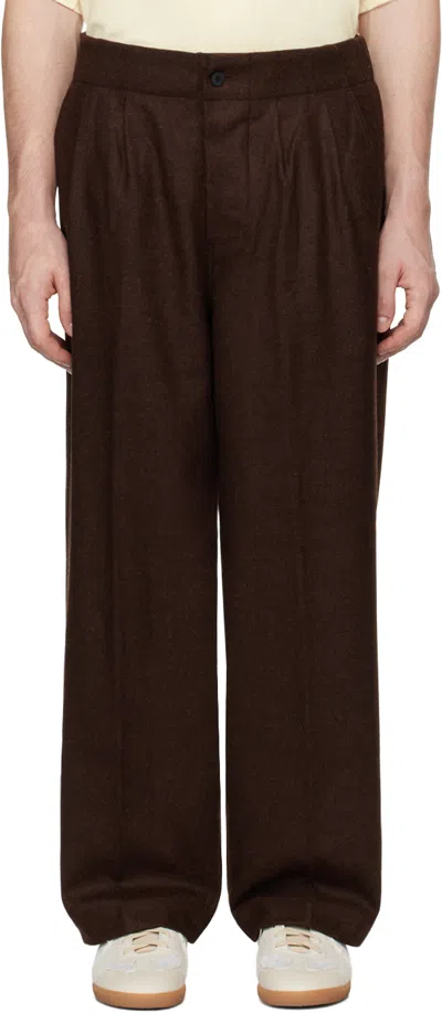 Document Brown English Wool Tucked Trousers