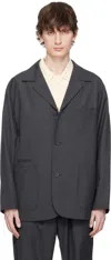 Document Gray English Wool 3 Button Blazer In Grey
