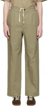 Document Khaki Cotton Metal Tucked Trousers In Khaki