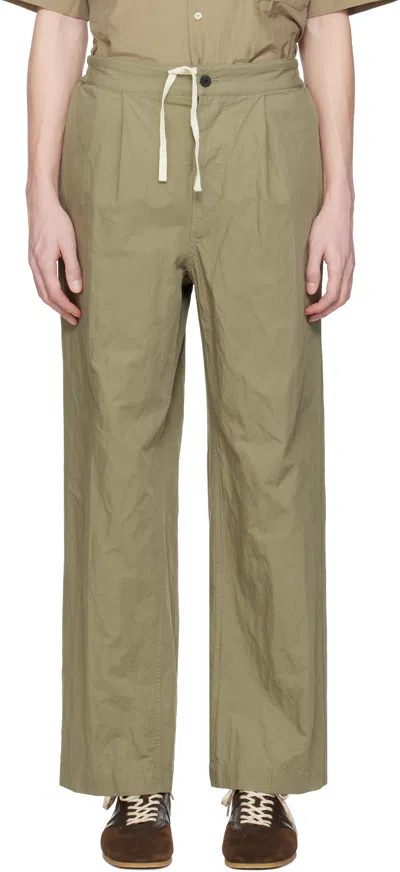 Document Khaki Cotton Metal Tucked Trousers