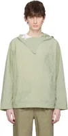 Document Khaki Nylon Hooded Shirting Jacket In Olive